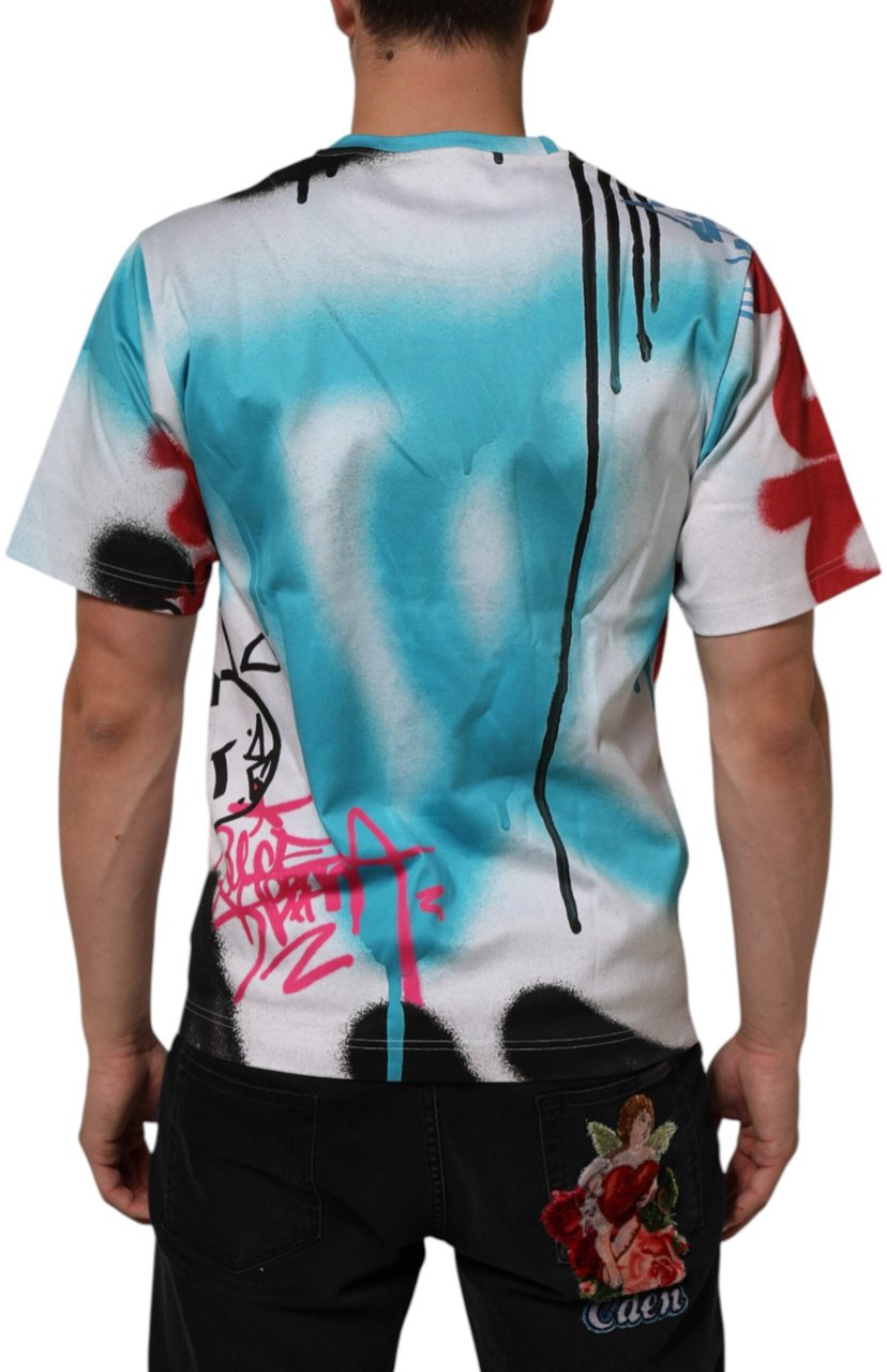 Dolce & Gabbana White Graffiti Crew Neck Short Sleeves T-shirt Wit