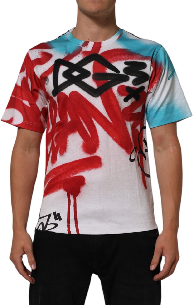 Dolce & Gabbana White Graffiti Crew Neck Short Sleeves T-shirt Wit