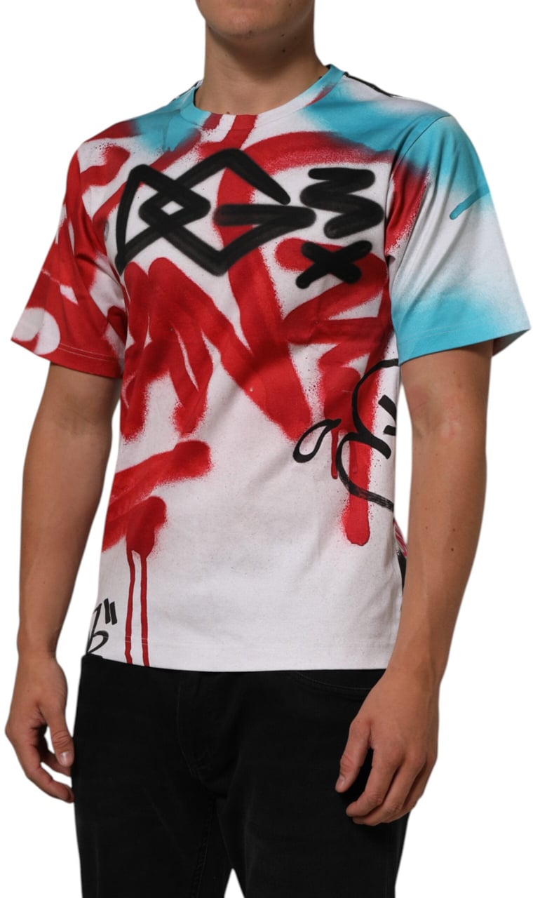Dolce & Gabbana White Graffiti Crew Neck Short Sleeves T-shirt Wit
