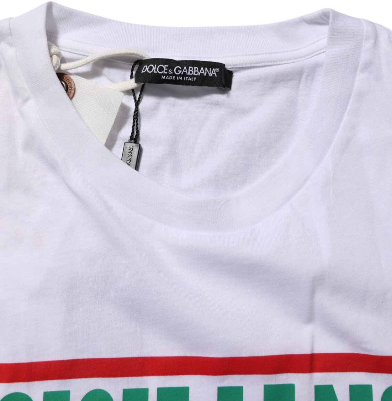 Dolce & Gabbana White Graphic Print Cotton Crew Neck T-shirt Wit