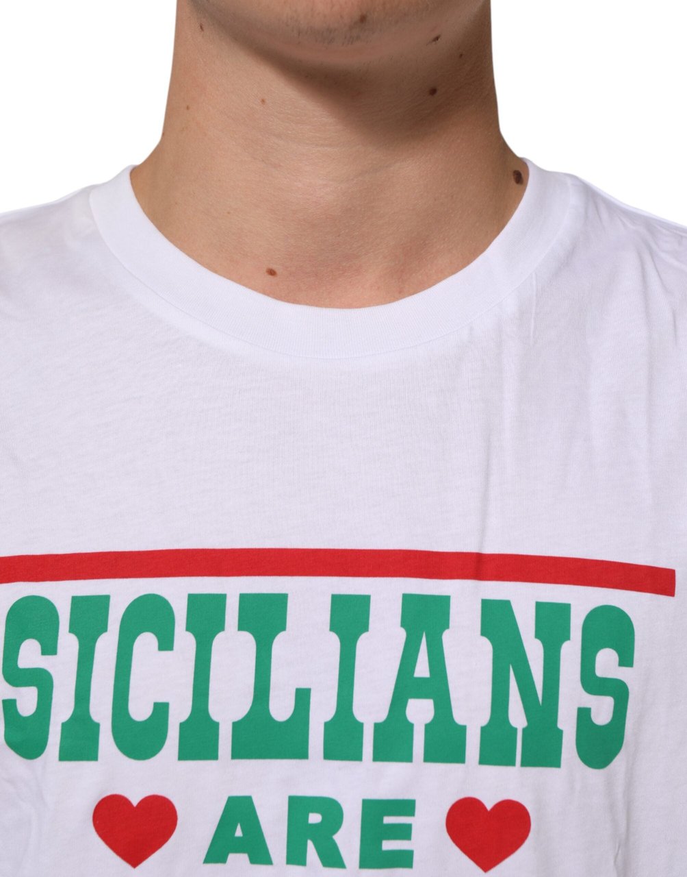 Dolce & Gabbana White Graphic Print Cotton Crew Neck T-shirt Wit