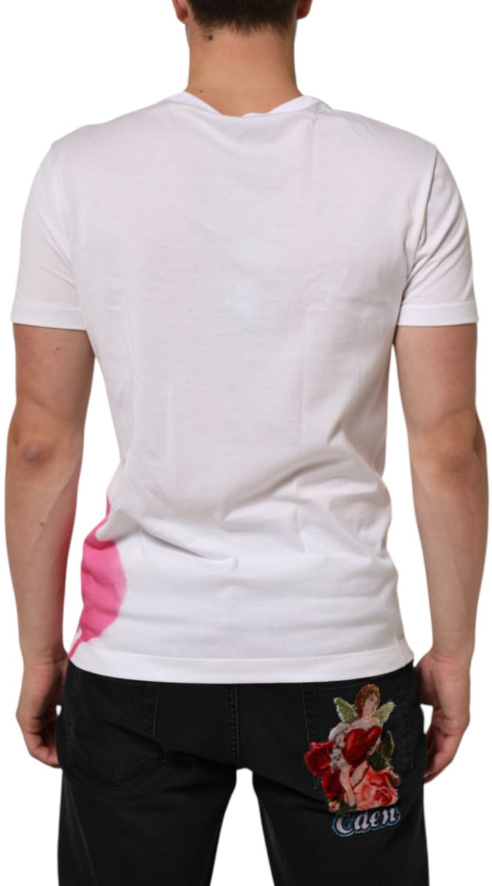 Dolce & Gabbana White Graphic Print Cotton Crew Neck T-shirt Wit