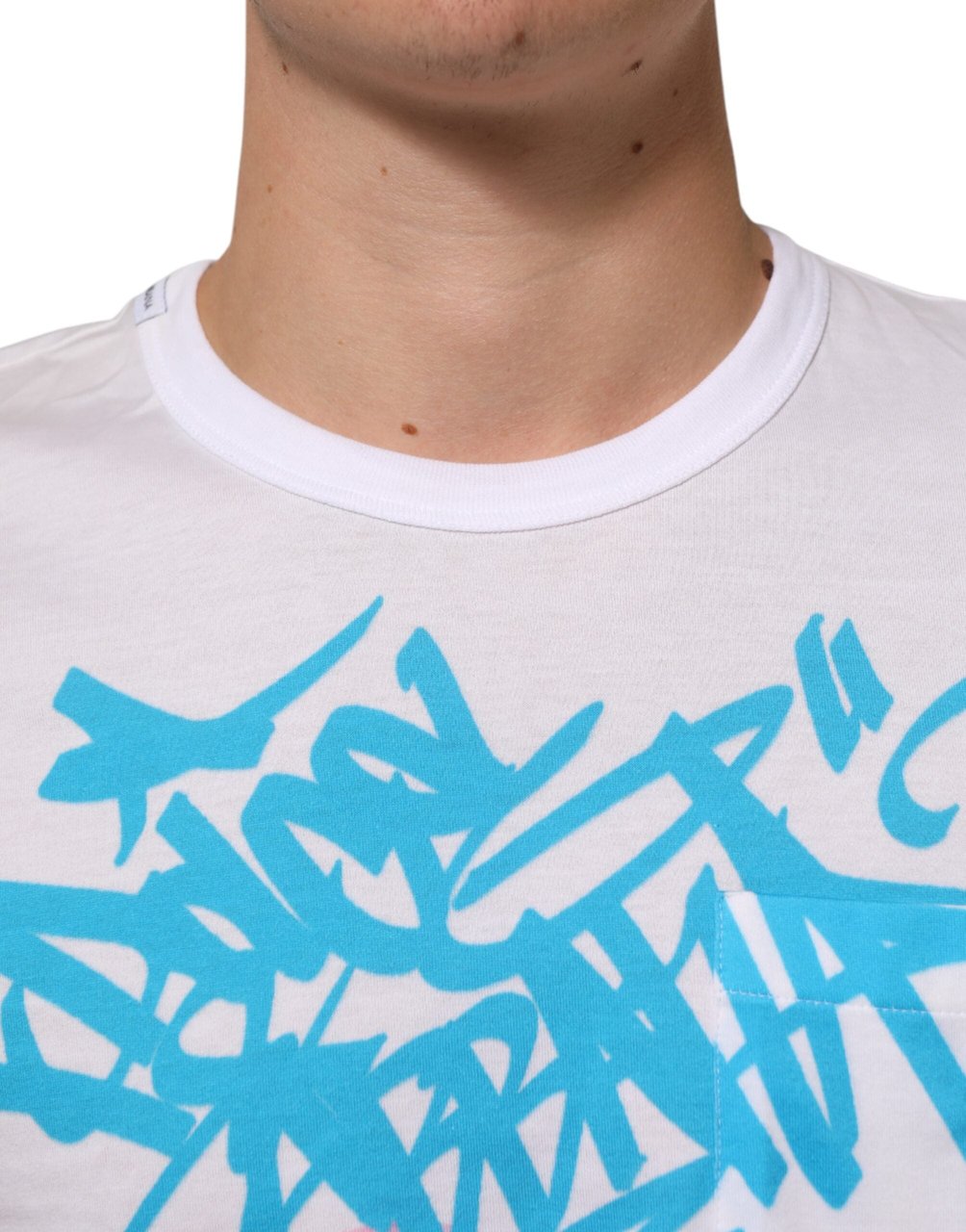 Dolce & Gabbana White Graphic Print Cotton Crew Neck T-shirt Wit