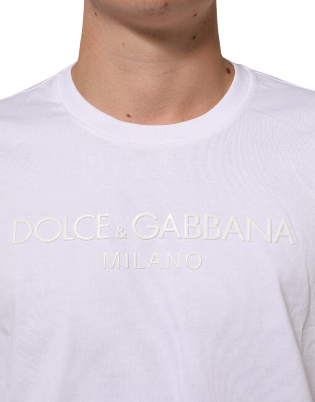 Dolce & Gabbana White Cotton Crew Neck Short Sleeves T-shirt Wit