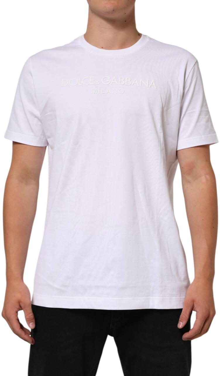 Dolce & Gabbana White Cotton Crew Neck Short Sleeves T-shirt Wit