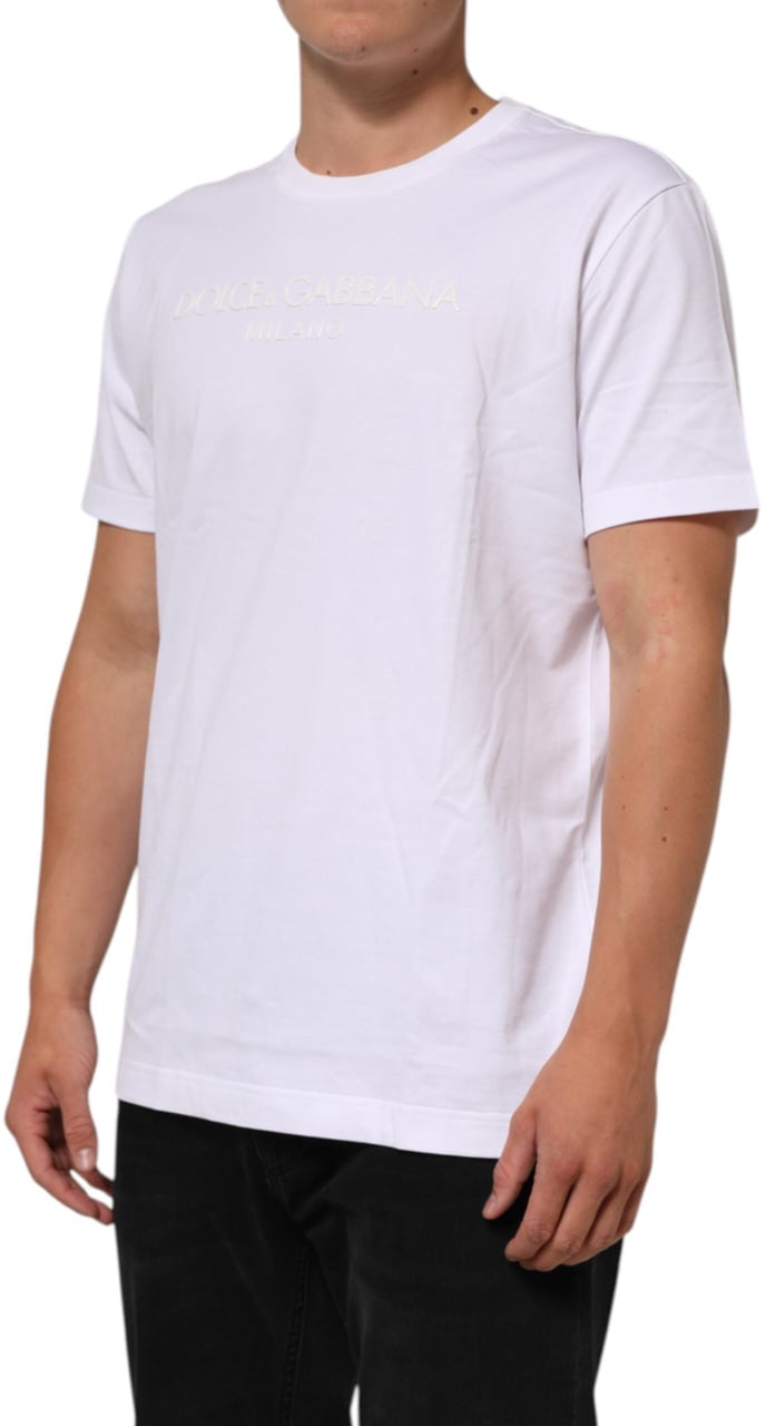 Dolce & Gabbana White Cotton Crew Neck Short Sleeves T-shirt Wit