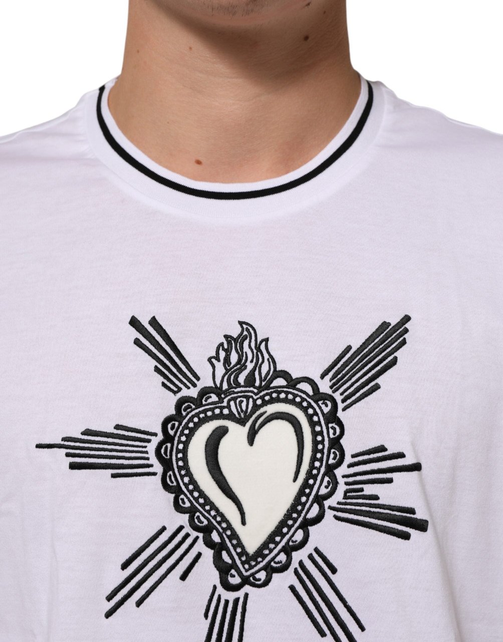 Dolce & Gabbana White Sacred Heart Short Sleeve Men T-shirt Wit