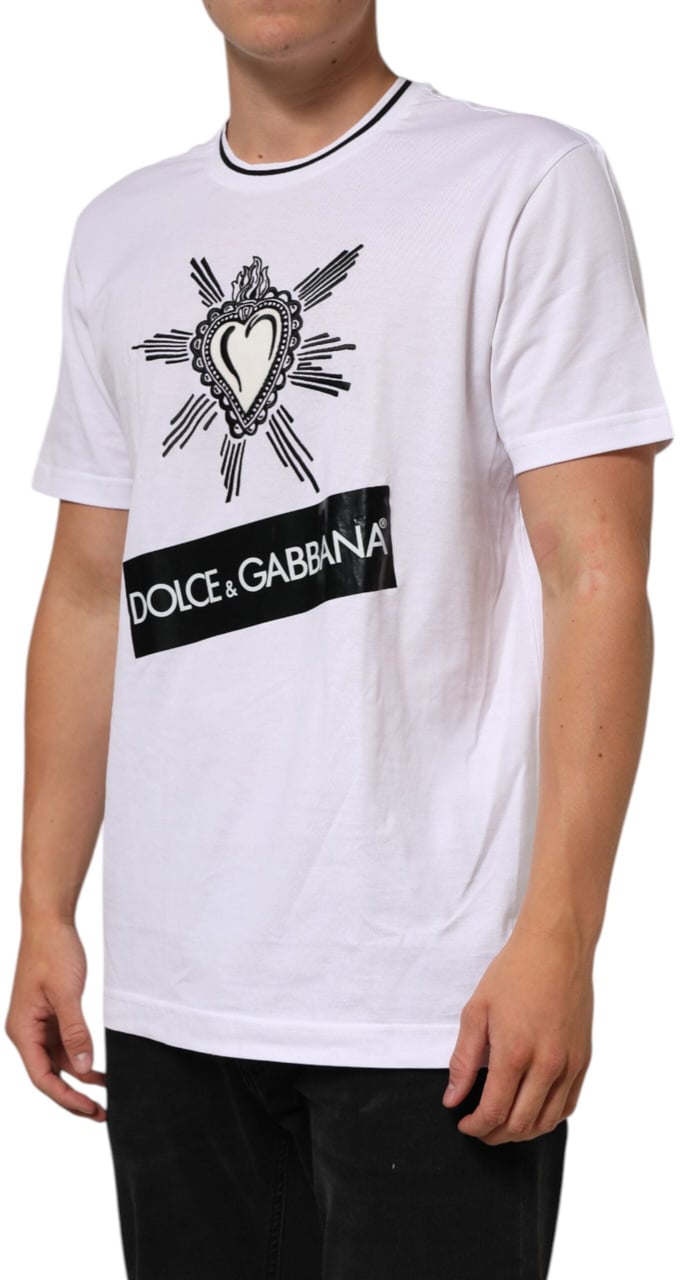 Dolce & Gabbana White Sacred Heart Short Sleeve Men T-shirt Wit