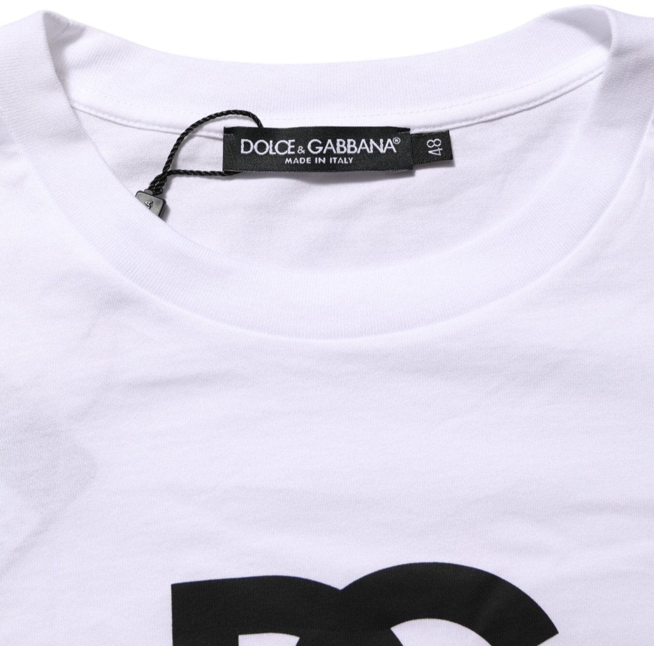 Dolce & Gabbana White Logo Print Cotton Crew Neck Men T-shirt Wit