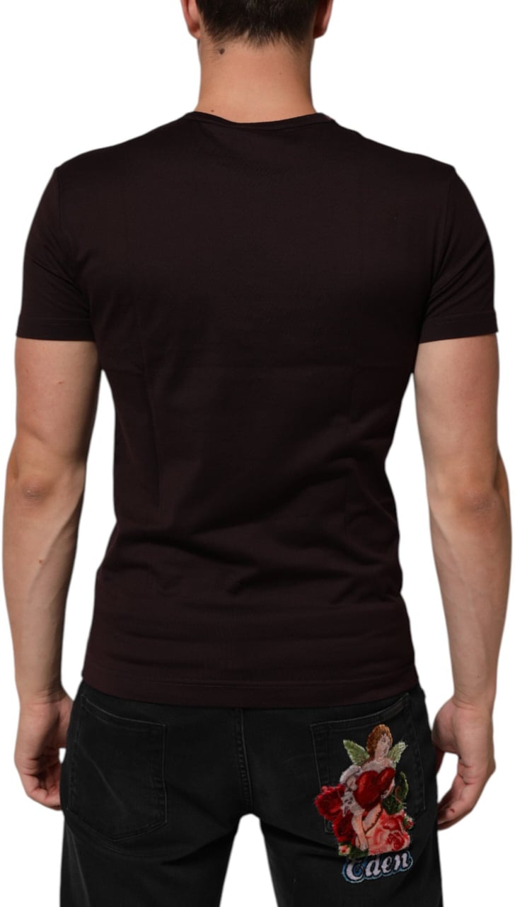 Dolce & Gabbana Brown Logo Plaque Cotton Crew Neck T-shirt Bruin