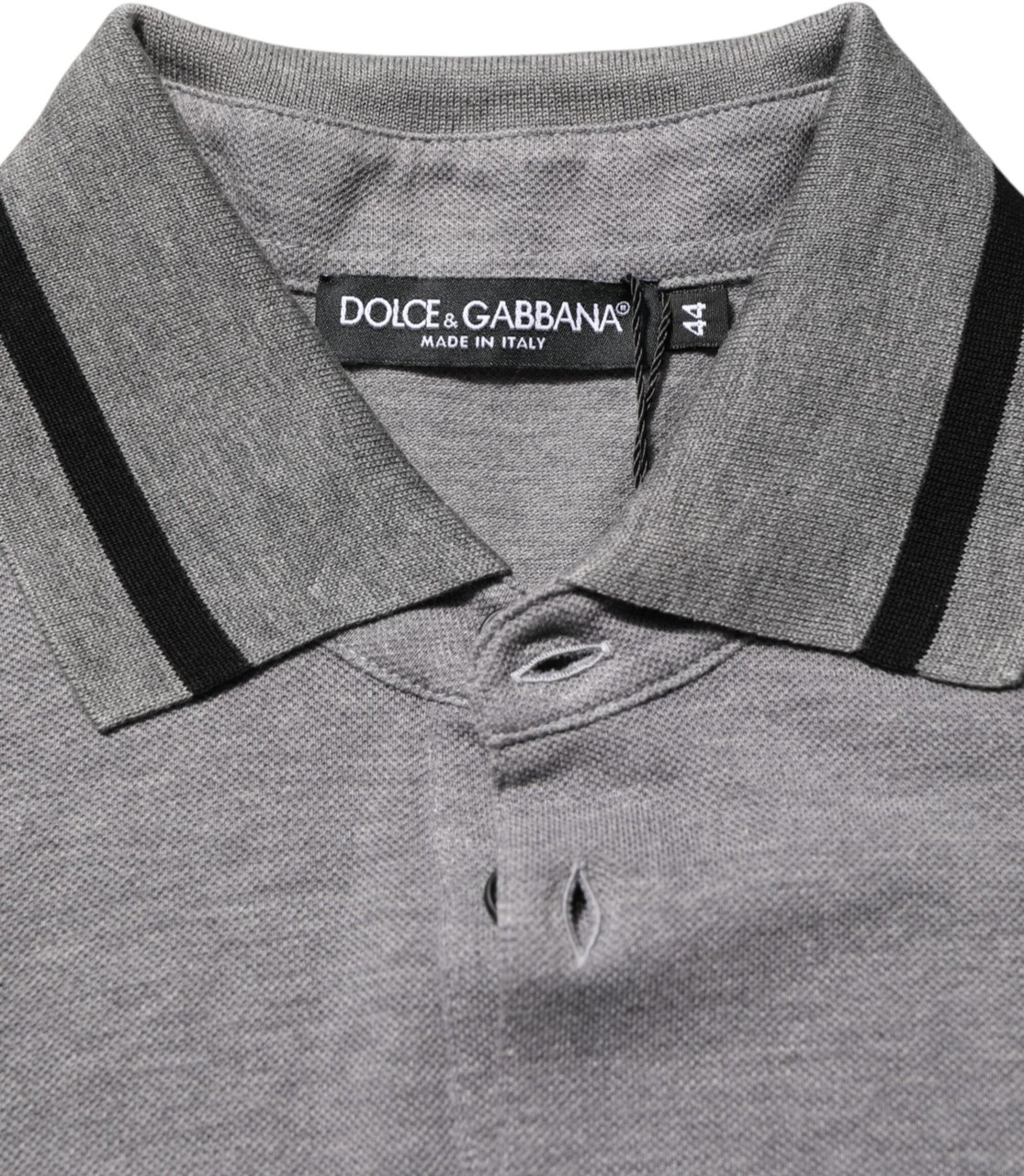 Dolce & Gabbana Gray Logo Embroidery Collared Polo T-shirt Grijs