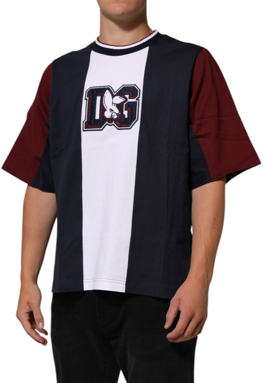Dolce & Gabbana Multicolor Striped Cotton Men Crew Neck T-shirt Divers