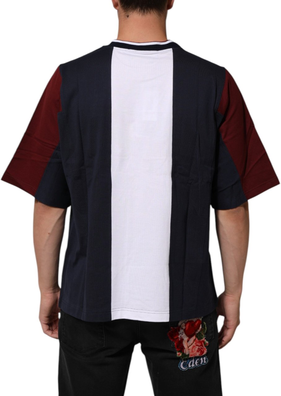 Dolce & Gabbana Multicolor Striped Cotton Men Crew Neck T-shirt Divers