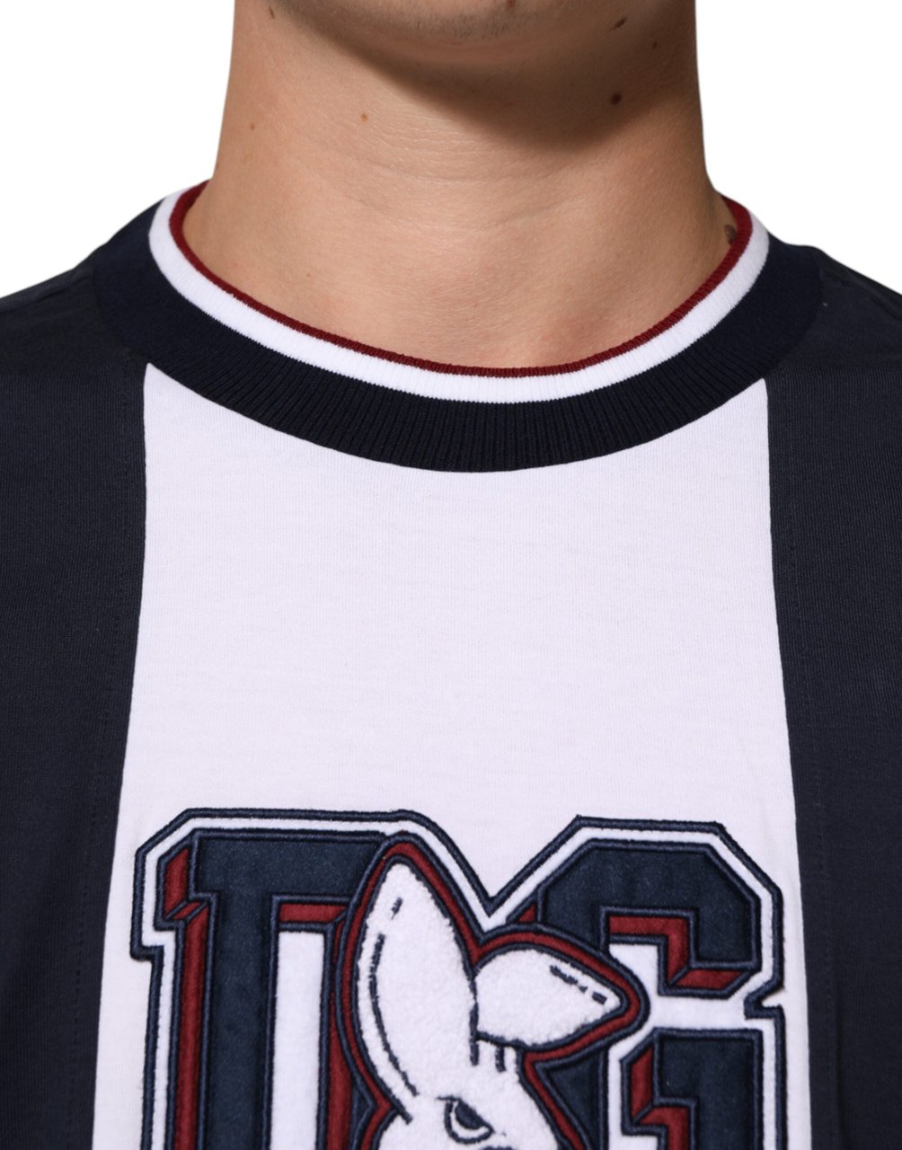 Dolce & Gabbana Multicolor Striped Cotton Men Crew Neck T-shirt Divers