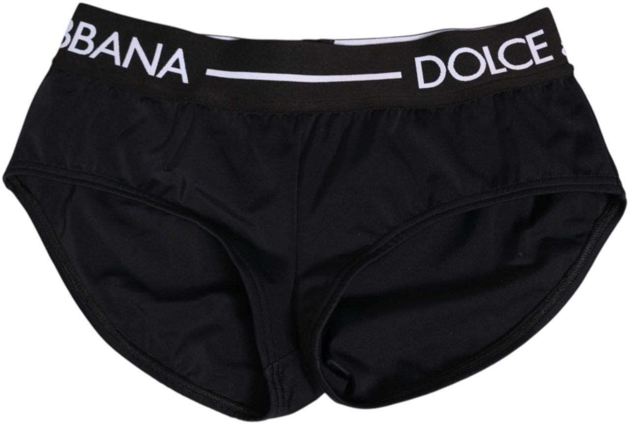 Dolce & Gabbana Black Nylon Logo Waistband Shorts Underwear Zwart