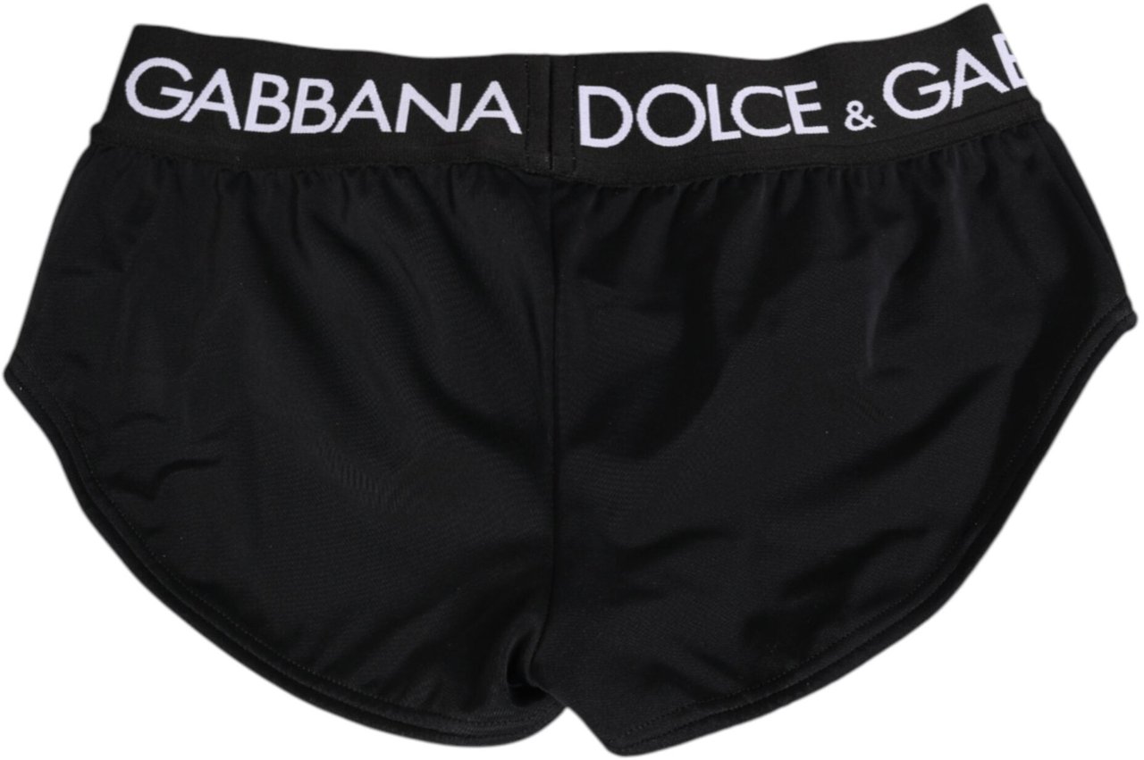 Dolce & Gabbana Black Nylon Logo Waistband Shorts Underwear Zwart