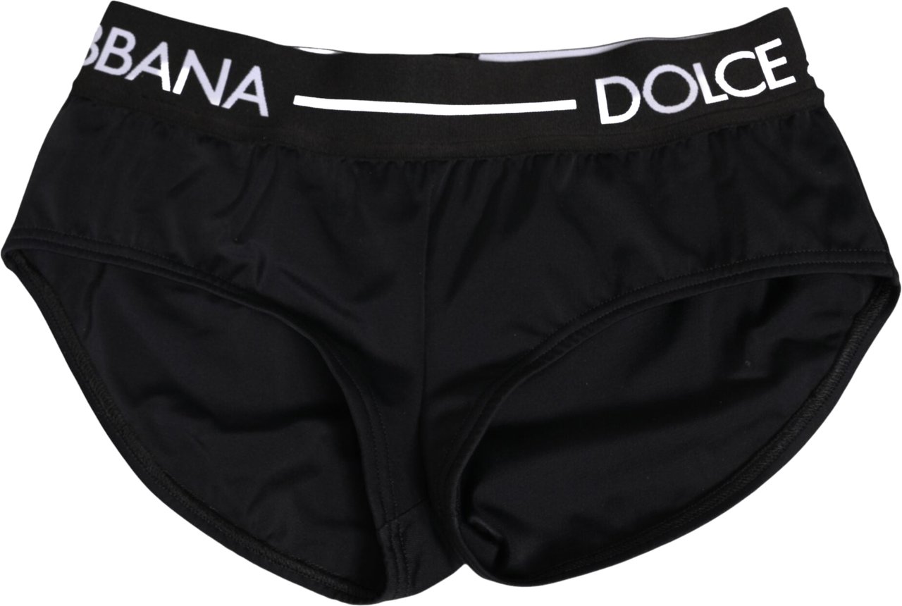 Dolce & Gabbana Black Nylon Logo Waistband Shorts Underwear Zwart