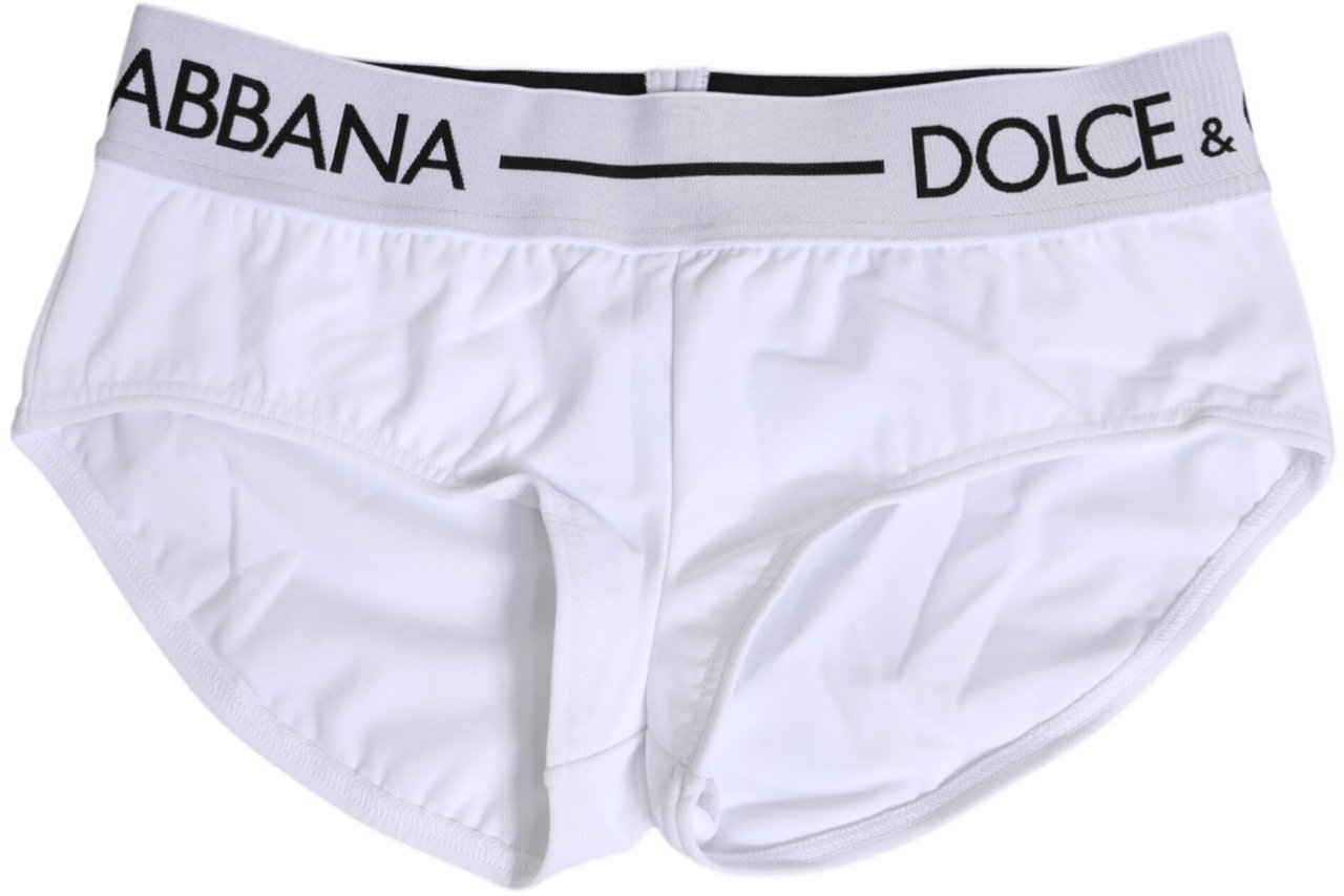 Dolce & Gabbana White Nylon Logo Waistband Shorts Underwear Wit