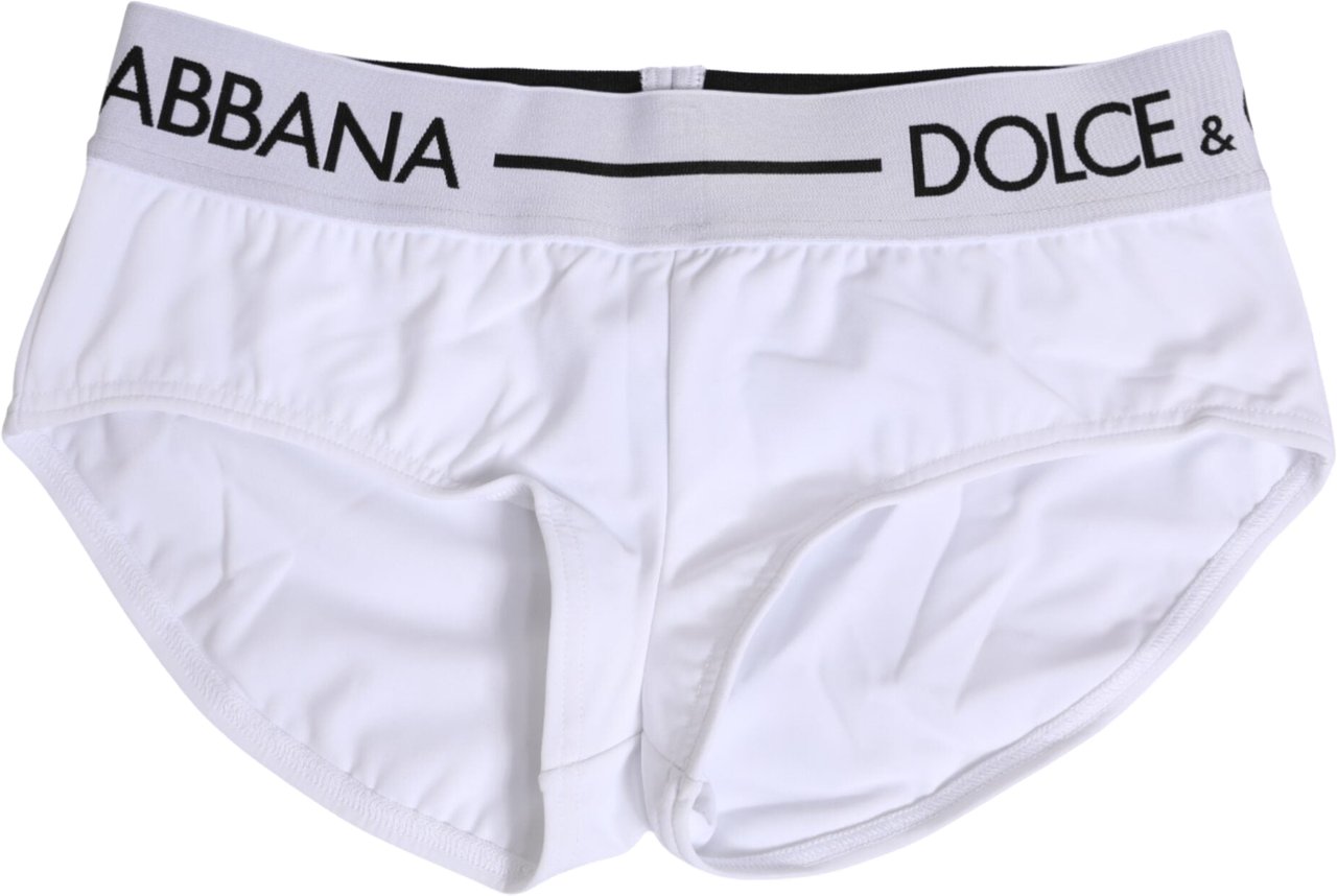 Dolce & Gabbana White Nylon Logo Waistband Shorts Underwear Wit