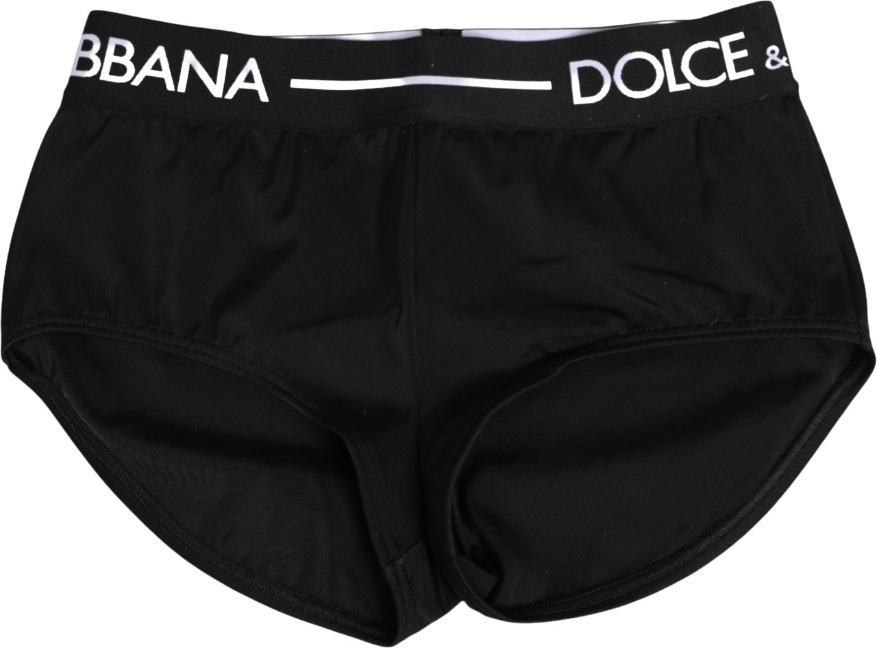 Dolce & Gabbana Black Nylon Logo Waistband Shorts Underwear Zwart
