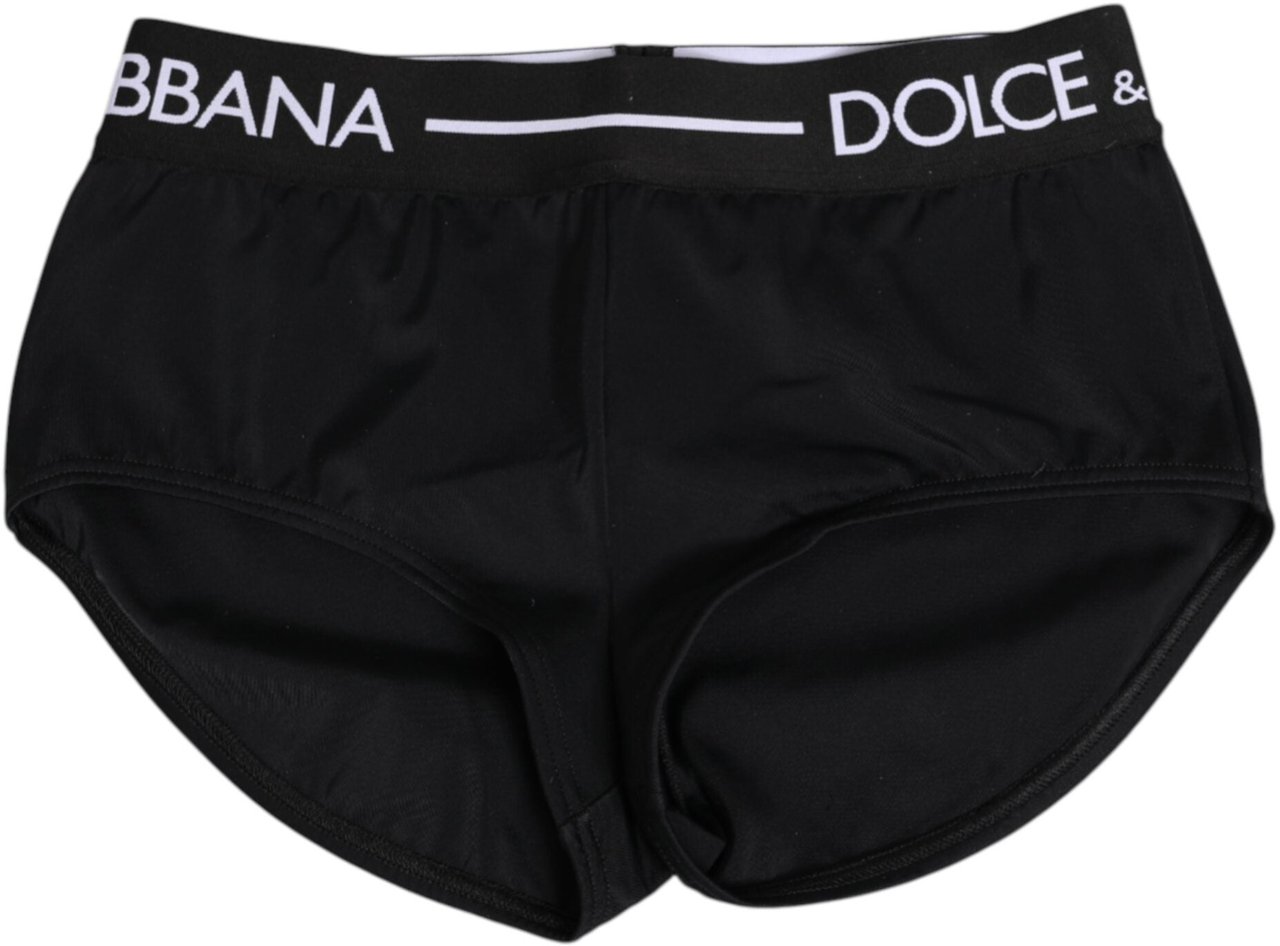 Dolce & Gabbana Black Nylon Logo Waistband Shorts Underwear Zwart