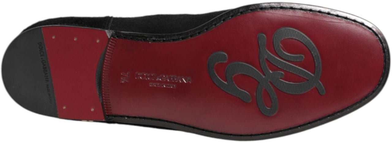 Dolce & Gabbana Black Leather Fur Men CHELSEA Boots Shoes Zwart