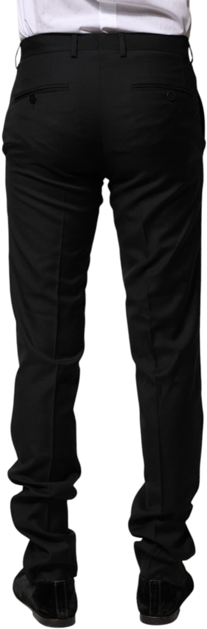 Dolce & Gabbana Black Wool Formal Men Slim Pants Zwart