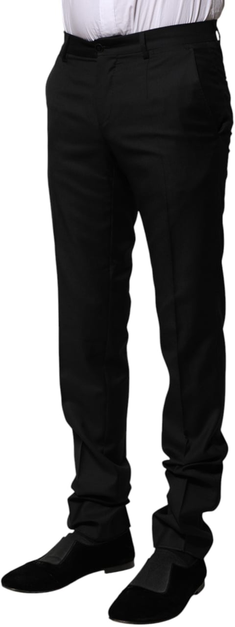 Dolce & Gabbana Black Wool Formal Men Slim Pants Zwart