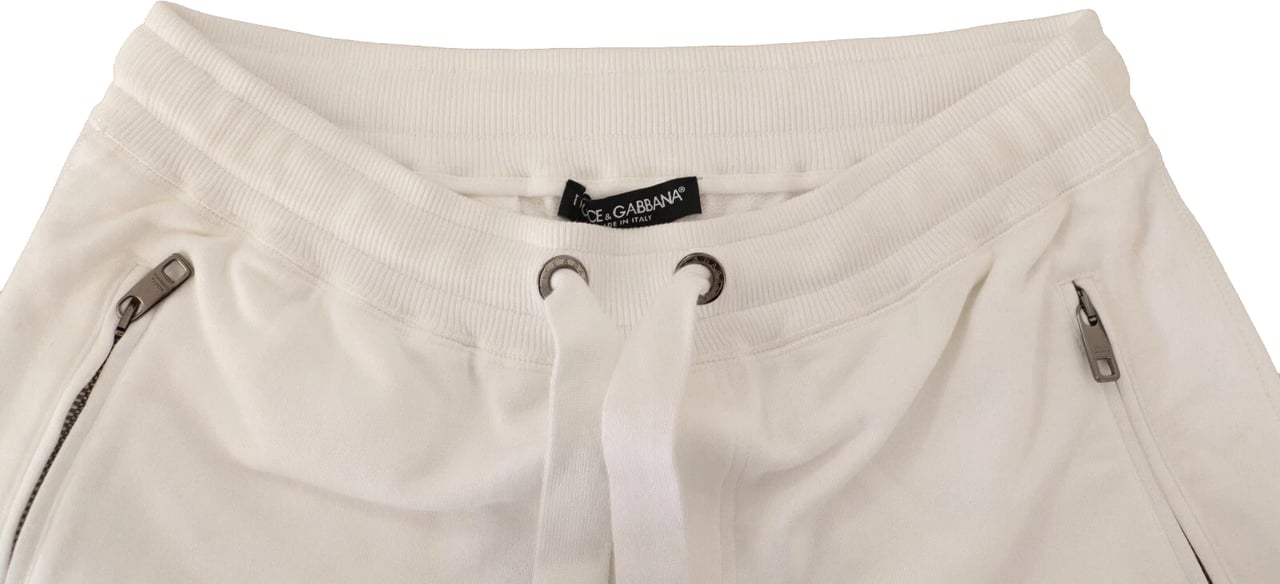 Dolce & Gabbana White Cotton Logo Patch Sweatpants Jogging Pants Wit