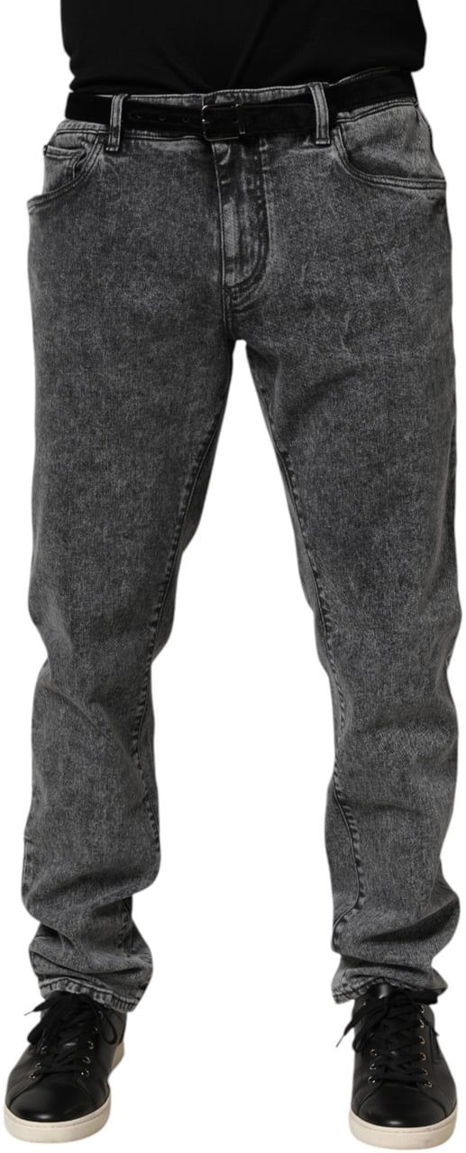Dolce & Gabbana Gray Cotton Slim Fit Denim Trouser Jeans Grijs