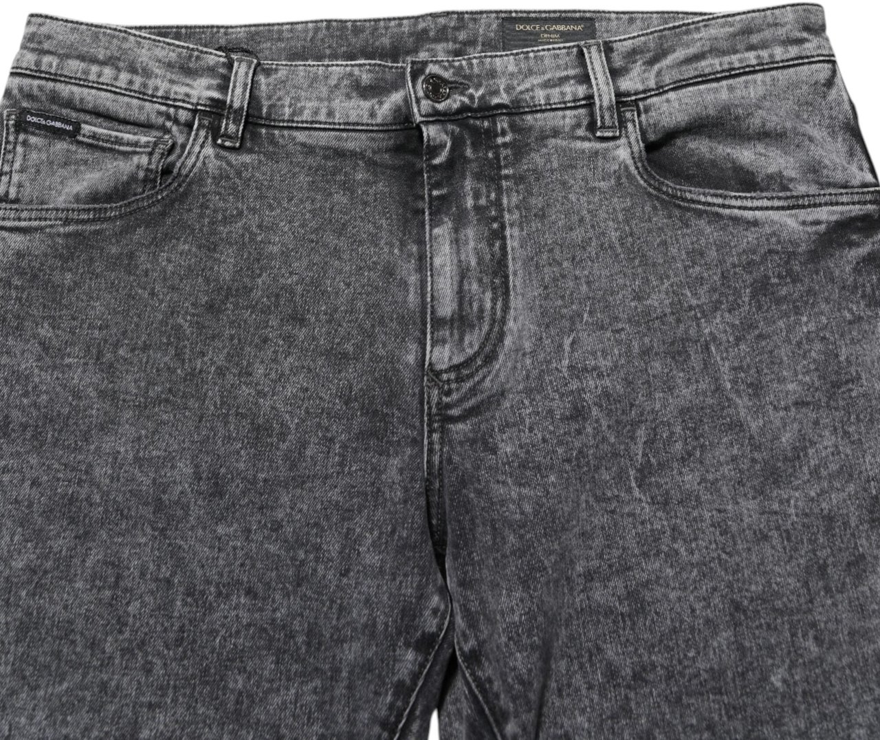 Dolce & Gabbana Gray Cotton Slim Fit Denim Trouser Jeans Grijs