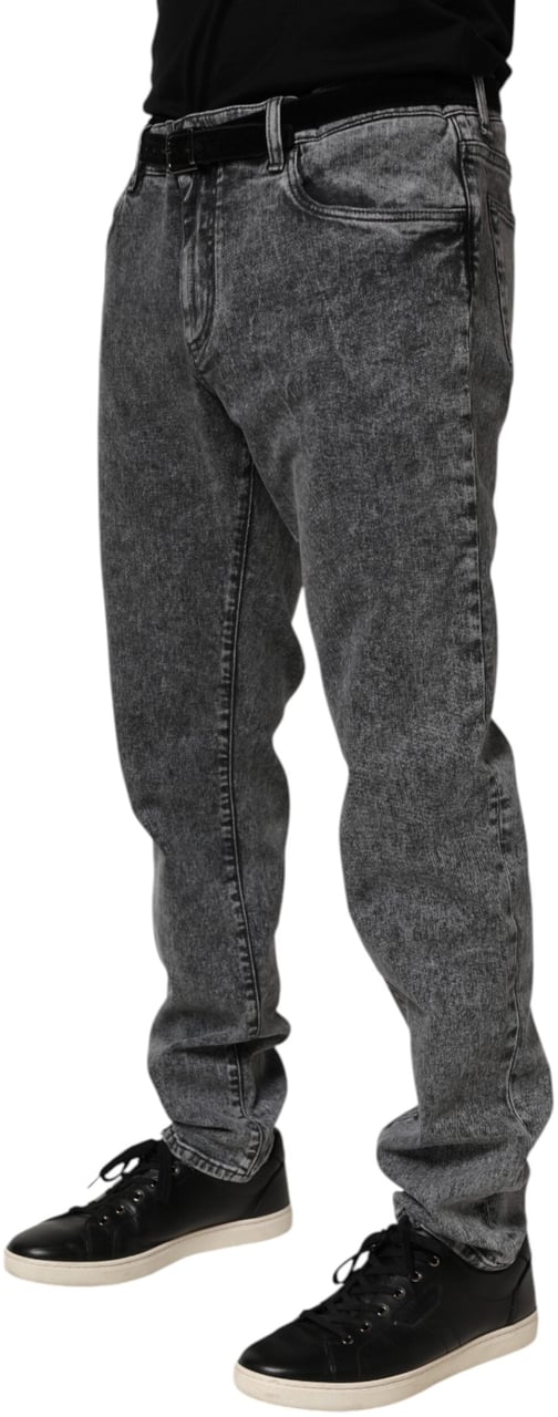 Dolce & Gabbana Gray Cotton Slim Fit Denim Trouser Jeans Grijs