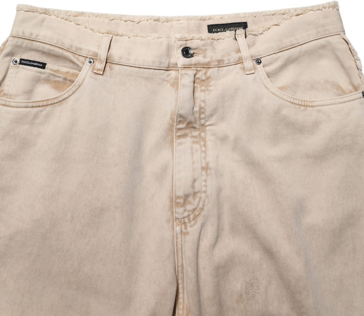 Dolce & Gabbana Beige Cotton Straight Denim Trouser Jeans Beige