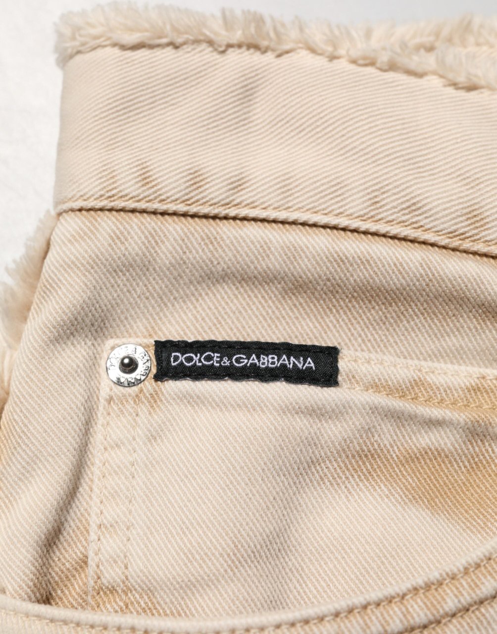 Dolce & Gabbana Beige Cotton Straight Denim Trouser Jeans Beige