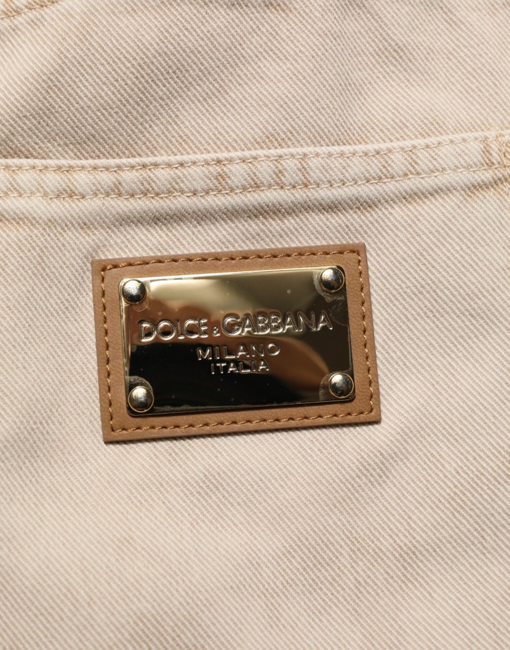 Dolce & Gabbana Beige Cotton Straight Denim Trouser Jeans Beige