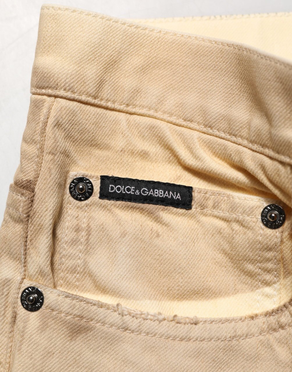 Dolce & Gabbana Beige Cotton Loose Tattered Men Denim Jeans Beige