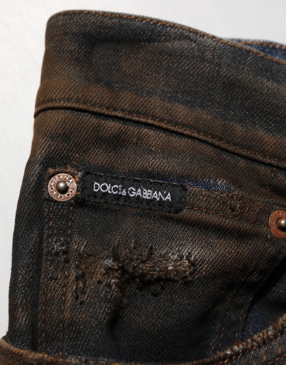 Dolce & Gabbana Black Cotton Skinny Tattered Men Denim Jeans Zwart