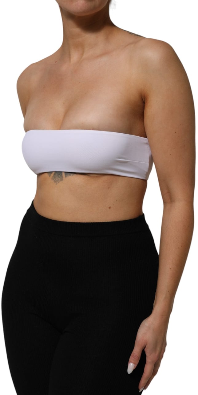 Dolce & Gabbana White Nylon Blend Bandeau Strapless Tube Top Wit