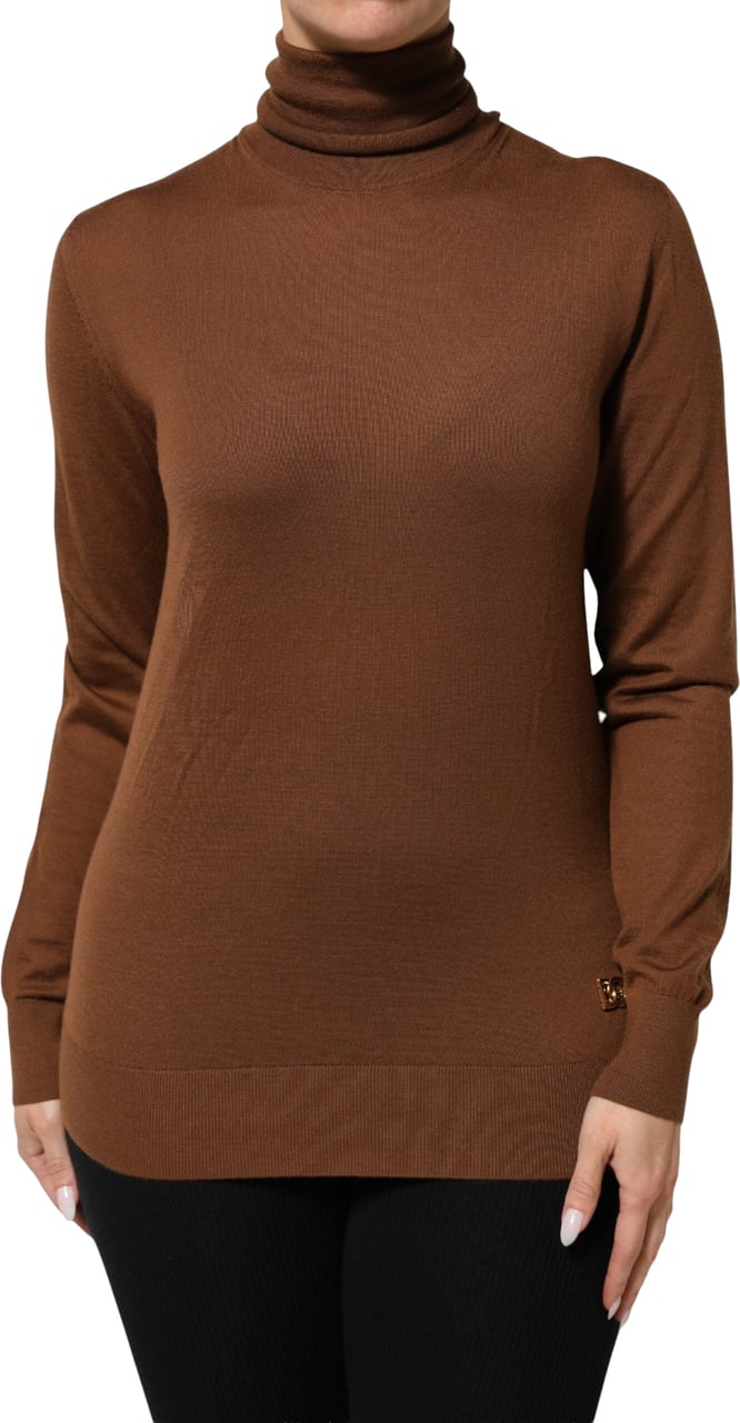 Dolce & Gabbana Brown Cashmere Turtle Neck Pullover Sweater Bruin
