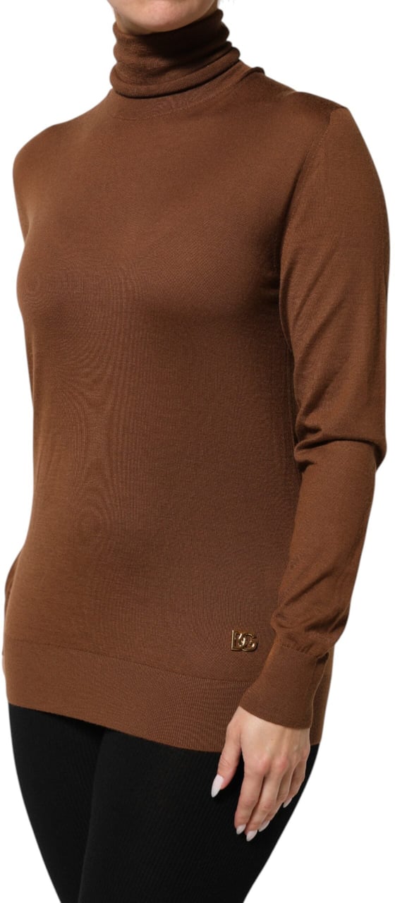 Dolce & Gabbana Brown Cashmere Turtle Neck Pullover Sweater Bruin