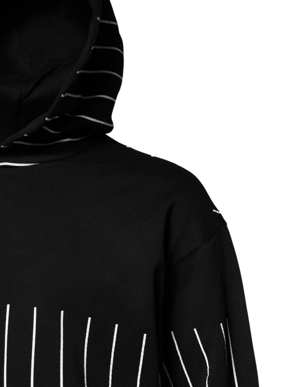Dolce & Gabbana Black White Stripe Hooded Sweatshirt Sweater Zwart
