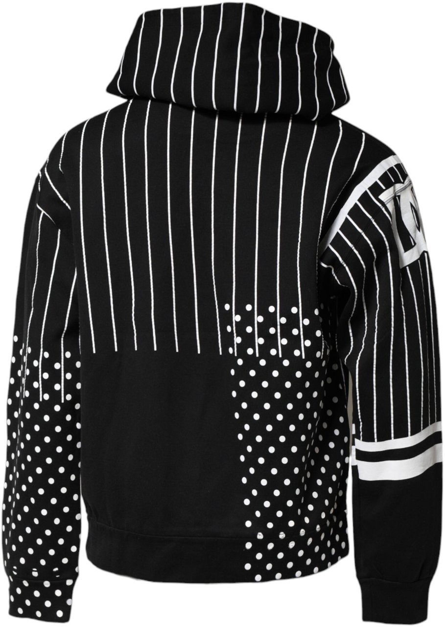 Dolce & Gabbana Black White Stripe Hooded Sweatshirt Sweater Zwart