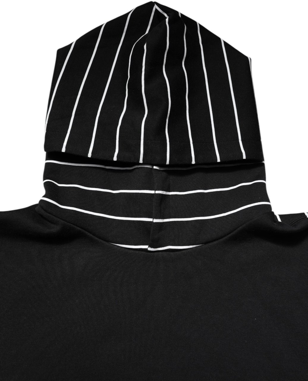 Dolce & Gabbana Black White Stripe Hooded Sweatshirt Sweater Zwart