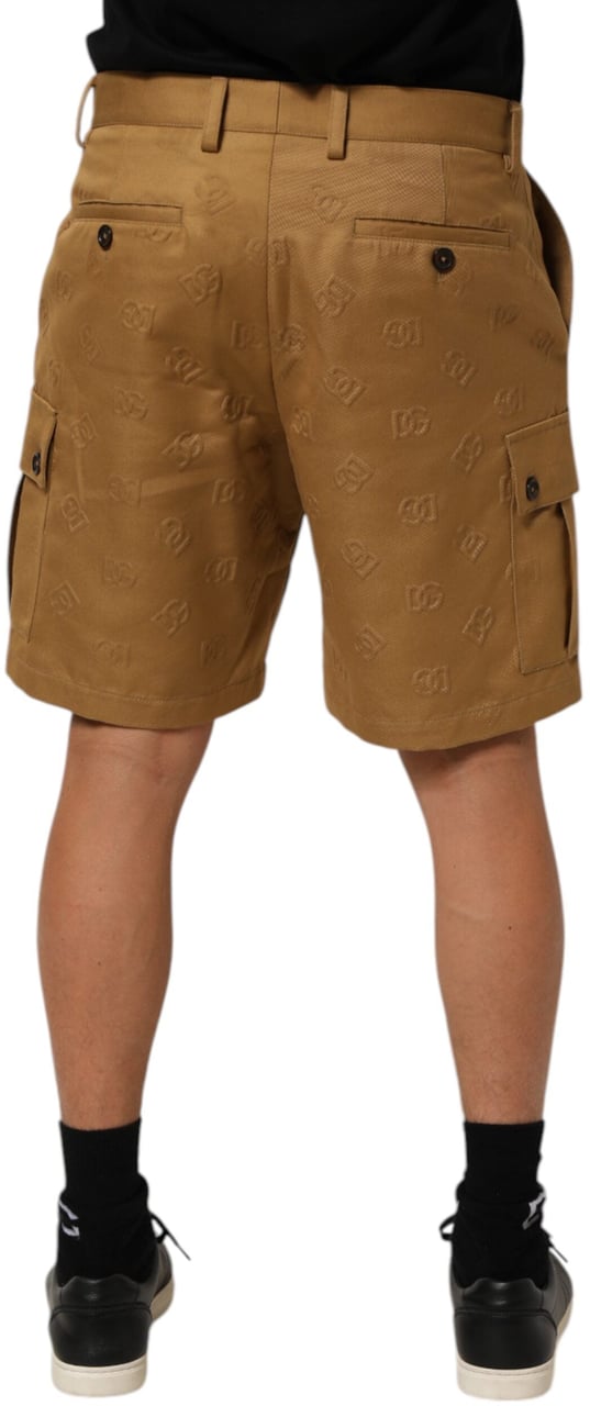 Dolce & Gabbana Brown Cotton Stretch Logo CargoBermuda Shorts Bruin