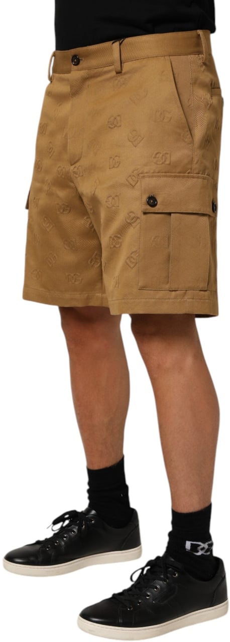 Dolce & Gabbana Brown Cotton Stretch Logo CargoBermuda Shorts Bruin