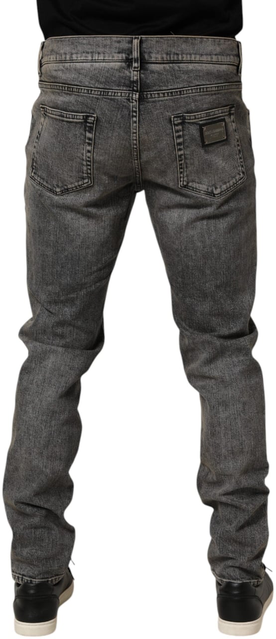 Dolce & Gabbana Gray Cotton Stretch Slim Fit Men Denim Jeans Grijs
