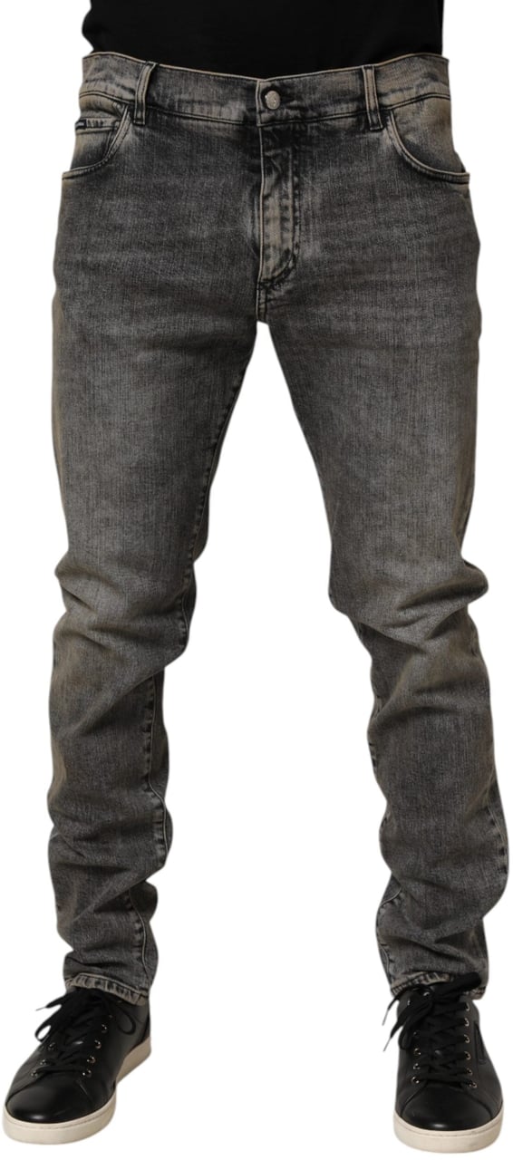 Dolce & Gabbana Gray Cotton Stretch Slim Fit Men Denim Jeans Grijs