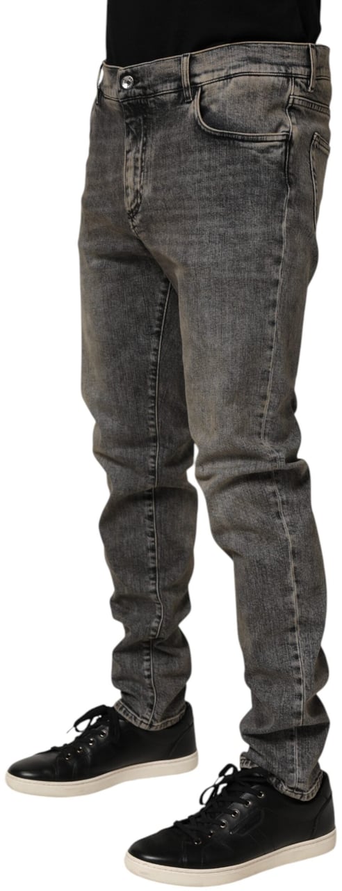 Dolce & Gabbana Gray Cotton Stretch Slim Fit Men Denim Jeans Grijs