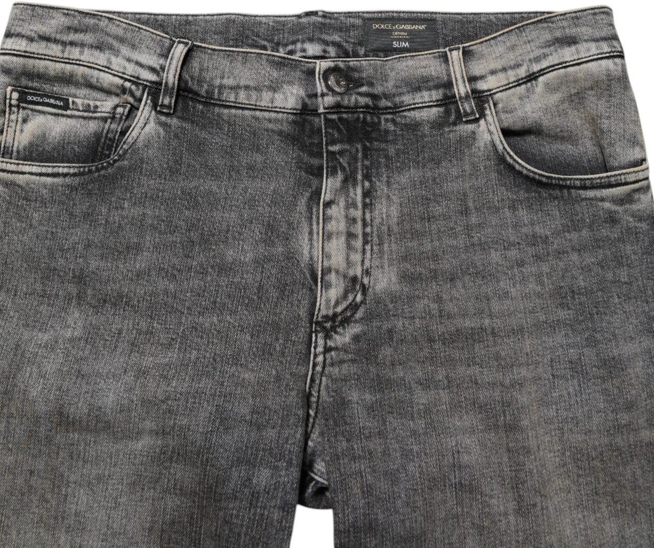 Dolce & Gabbana Gray Cotton Stretch Slim Fit Men Denim Jeans Grijs
