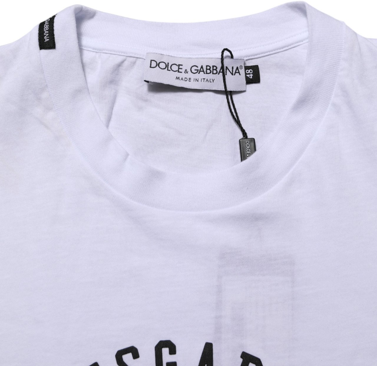 Dolce & Gabbana White Cotton Logo Print Crew Neck T-shirt Wit